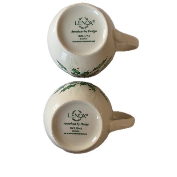 Christmas Holiday "Mr & Mrs" Coffee Mugs Lenox Holly Berries Microwave DW Safe - Picture 8 of 10